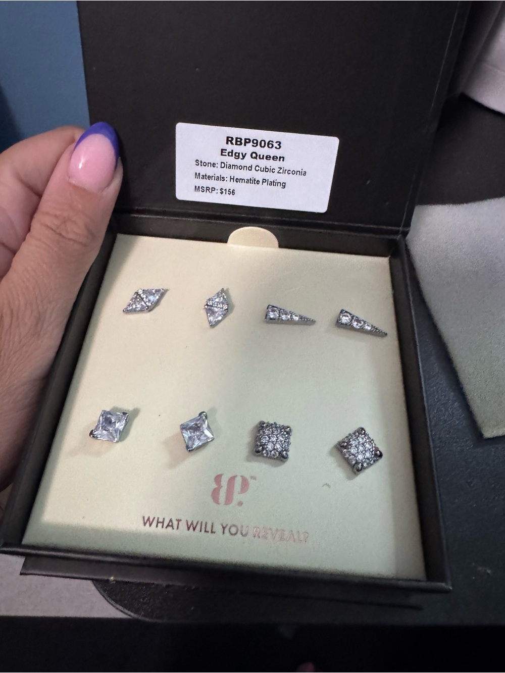 Edgy Queen Silver Cubic Zirconia 8-Pair Earring Set